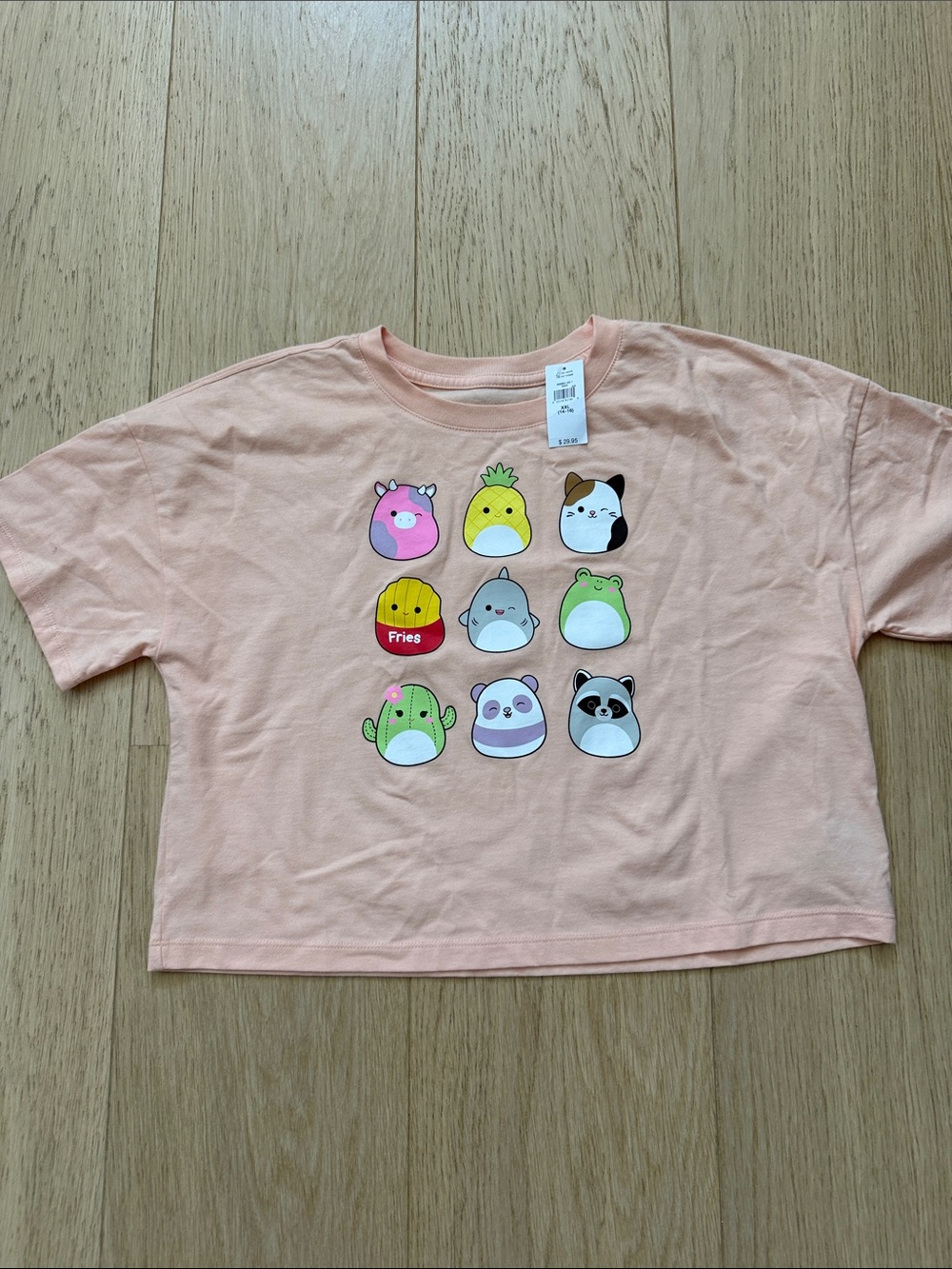 Peach Cute Cartoon Character Cropped Tee